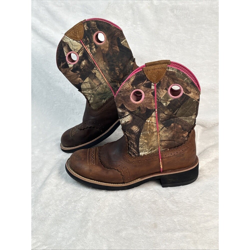 Ariat Fat Baby Boots Women’s Size 8.5B Camo Pink Western Cowgirl Leather